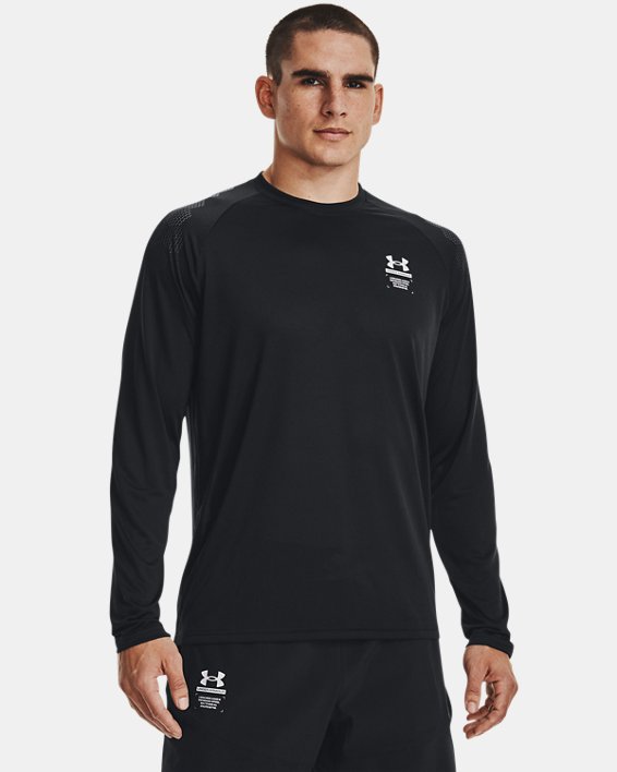 Men's UA ArmourPrint Long Sleeve in Black image number 0